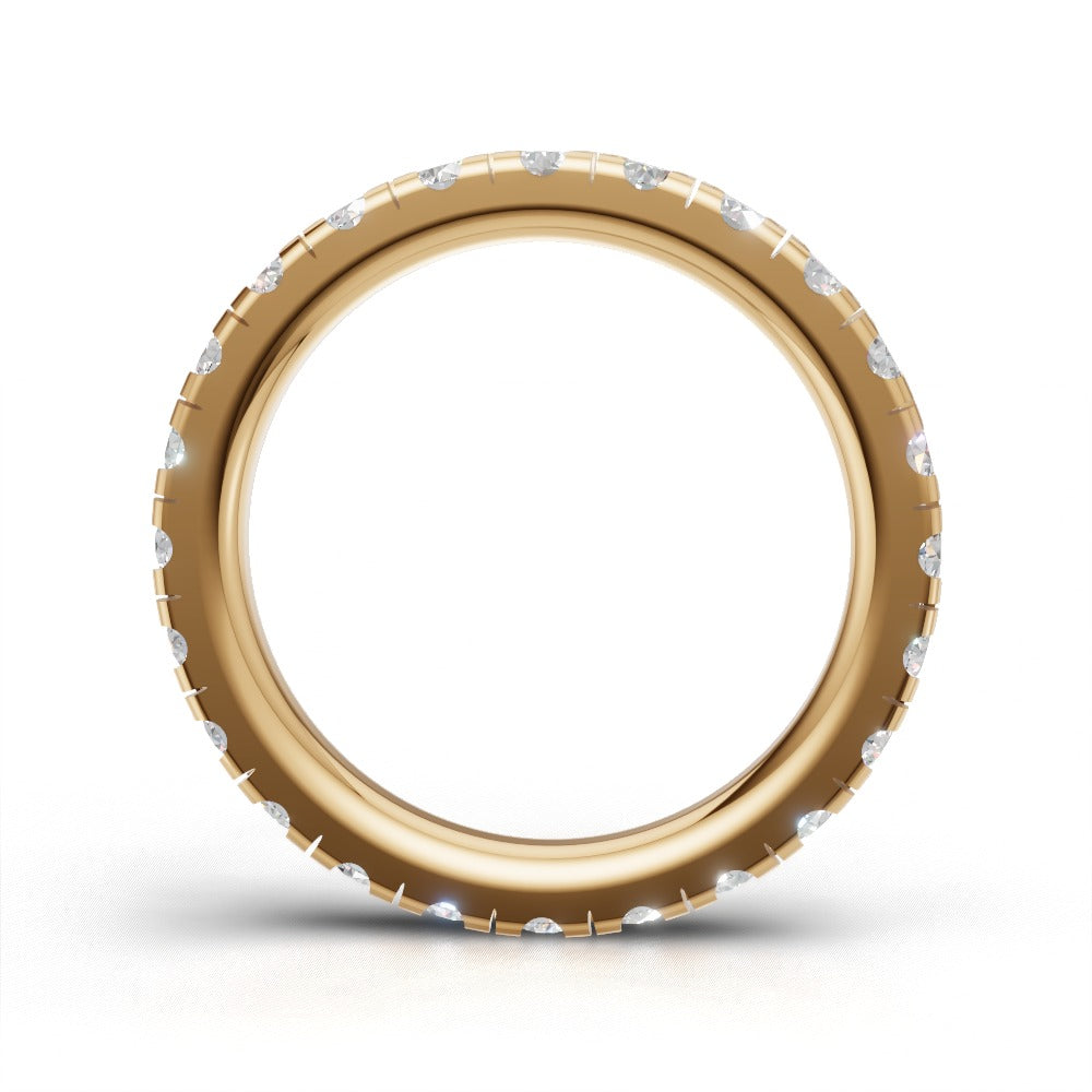 Full Eternity Pave 2.5mm lab grown diamond wedding band, 18K yellow gold - see through