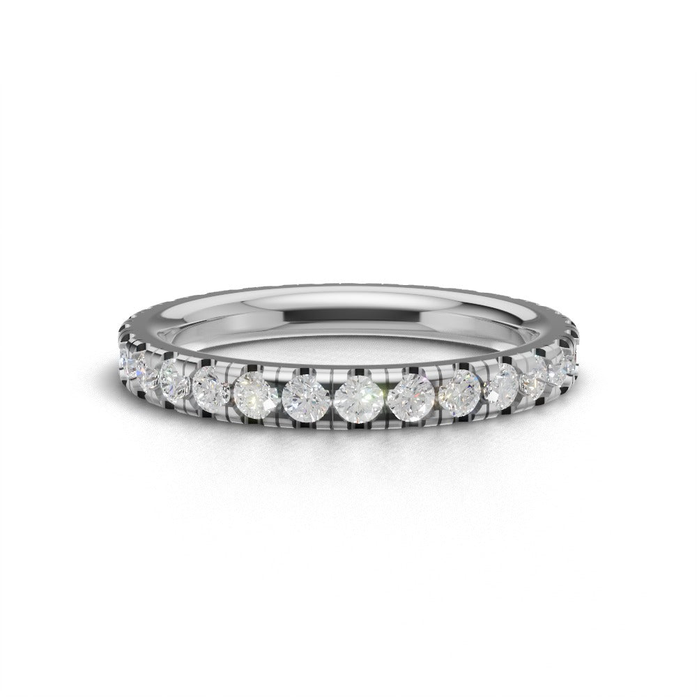 Full Eternity Pave 2mm lab grown diamond wedding band, 18K white gold - view 4
