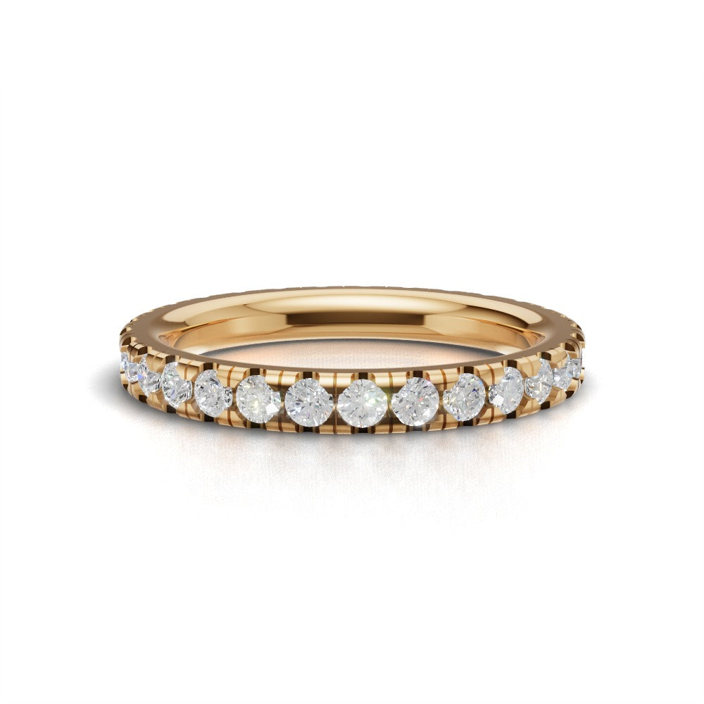 Full Eternity Pave 2mm lab grown diamond wedding band, 18K yellow gold - view 4