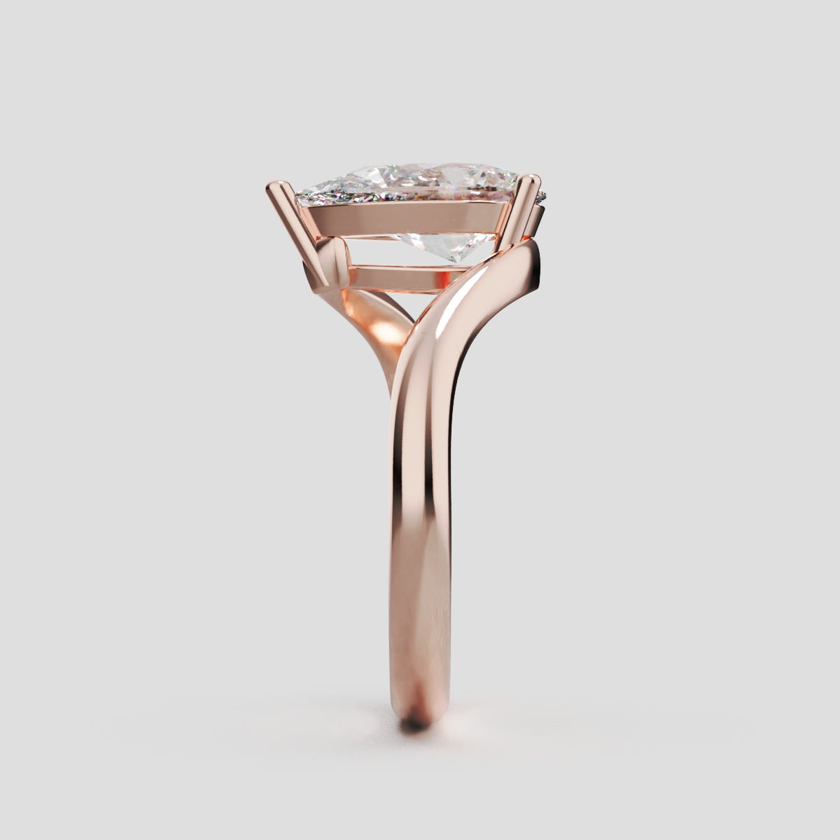 Spirale, 1.5ct pear lab grown diamond engagement ring, Bypass, 18K rose gold - side view