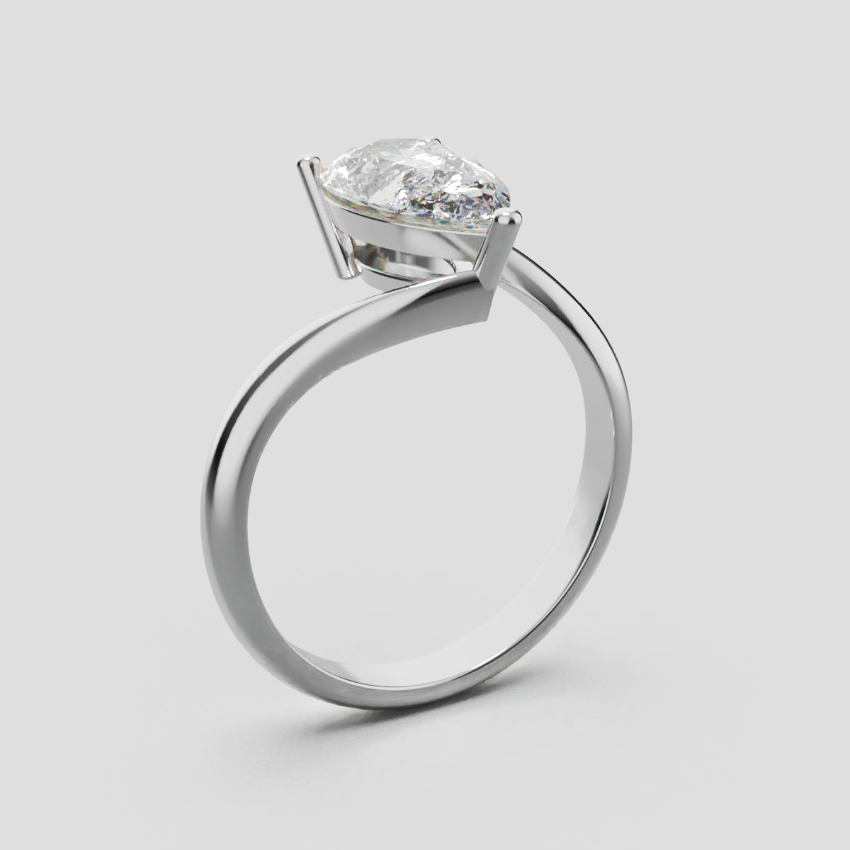 Spirale, 1.5ct pear lab grown diamond engagement ring, Bypass, 18K white gold - ne