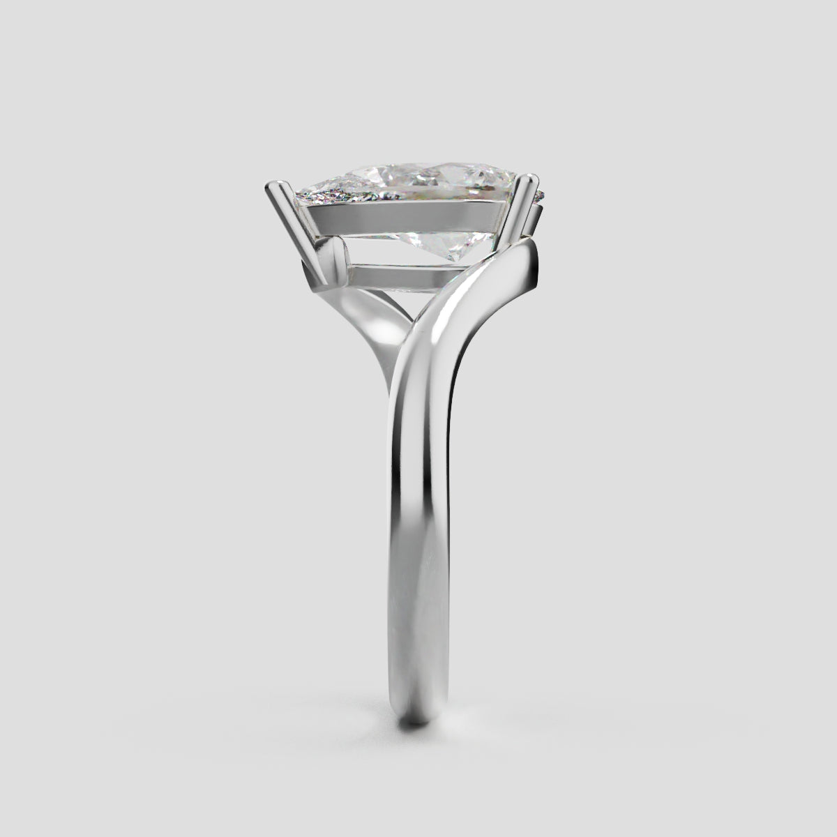 Spirale, 1.5ct pear lab grown diamond engagement ring, Bypass, 18K white gold - side view