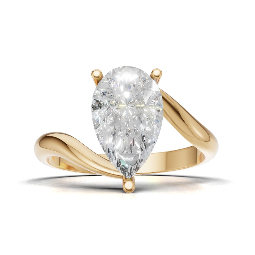 Spirale, 1.5ct pear lab grown diamond engagement ring, Bypass, 18K yellow gold - view 4