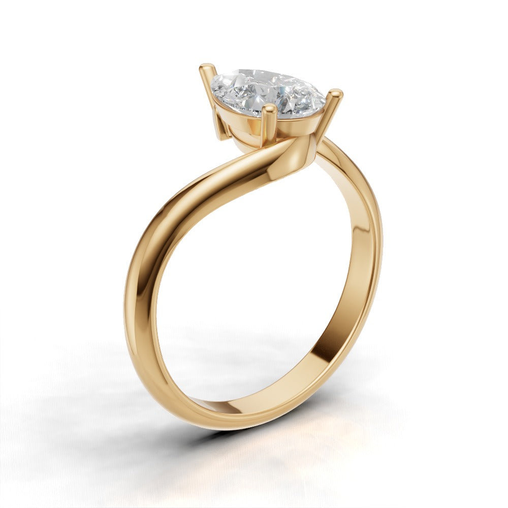 Spirale, 1ct pear lab grown diamond engagement ring, Bypass, 18K yellow gold - ne
