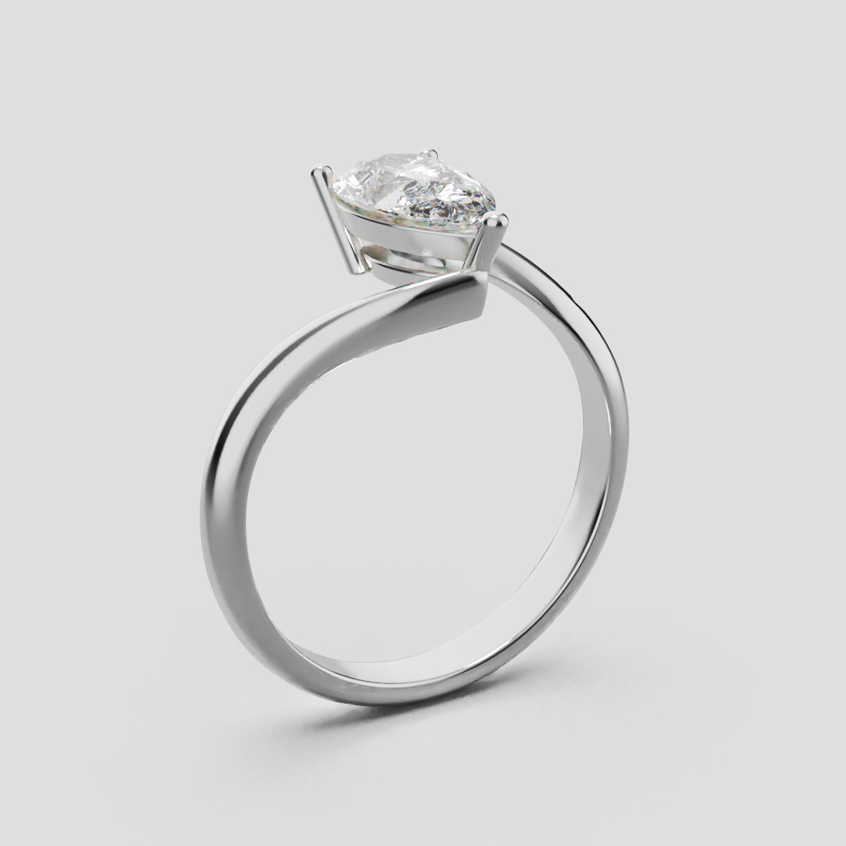 Spirale, 1ct pear lab grown diamond engagement ring, Bypass, 18K white gold - ne