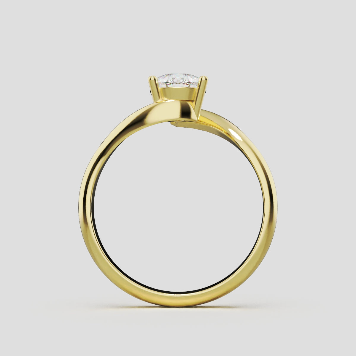 Spirale, 1ct pear lab grown diamond engagement ring, Bypass, 18K yellow gold - through finger