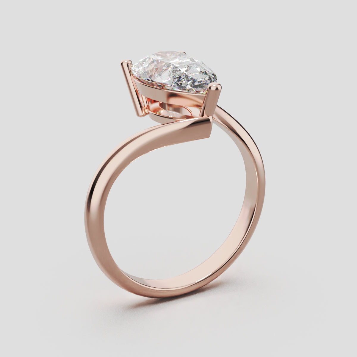Spirale, 2ct pear lab grown diamond engagement ring, Bypass, 18K rose gold - ne