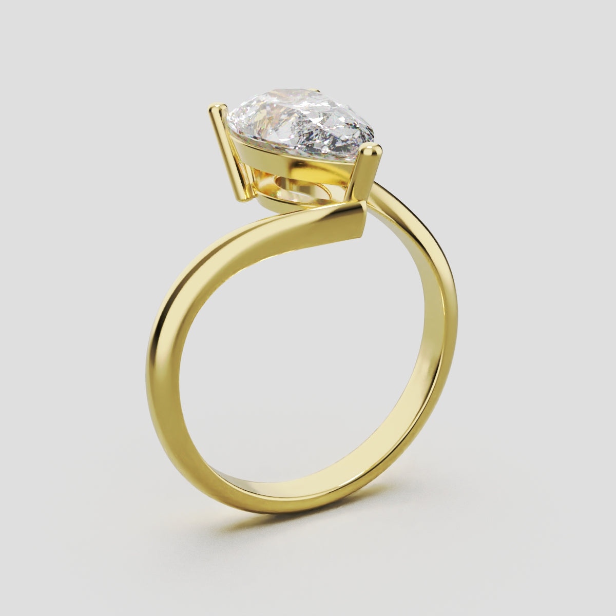 Spirale, 2ct pear lab grown diamond engagement ring, Bypass, 18K yellow gold - ne