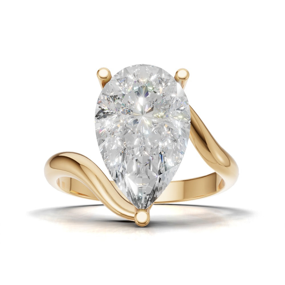 Spirale, 3ct pear lab grown diamond engagement ring, Bypass, 18K yellow gold - view 4