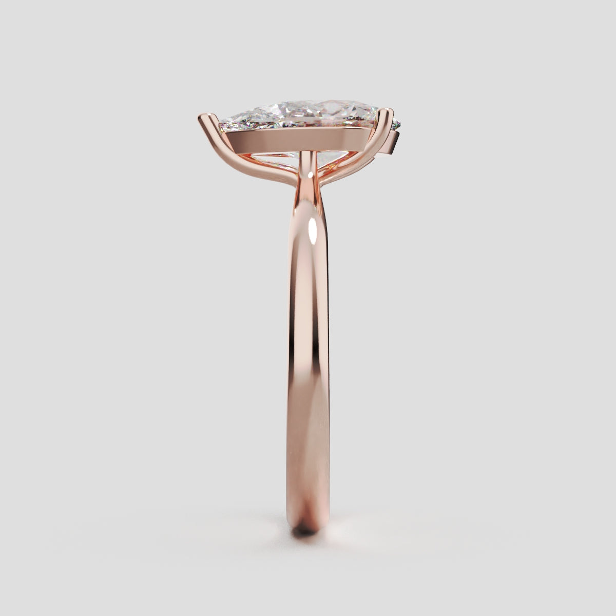 Guglia, 1.5ct pear lab grown diamond engagement ring, Cathedral, 18K rose gold - side view