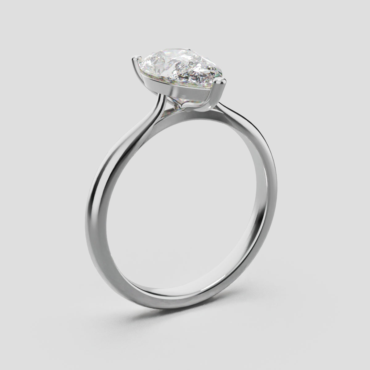 Guglia, 1.5ct pear lab grown diamond engagement ring, Cathedral, 18K white gold - ne