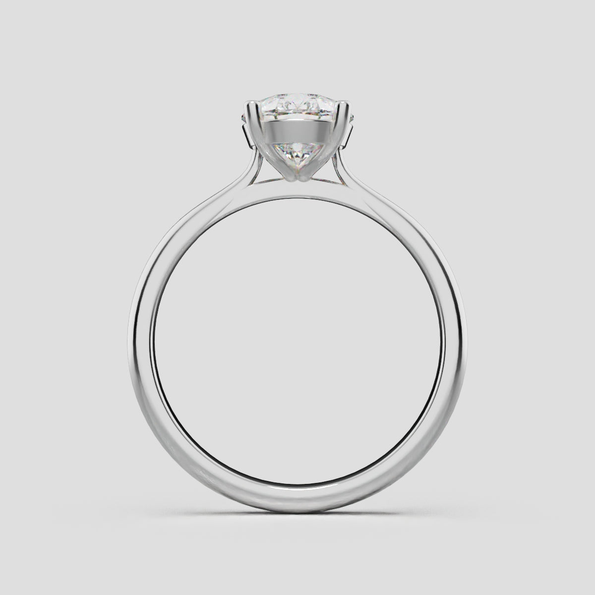 Guglia, 1.5ct pear lab grown diamond engagement ring, Cathedral, 18K white gold - through finger