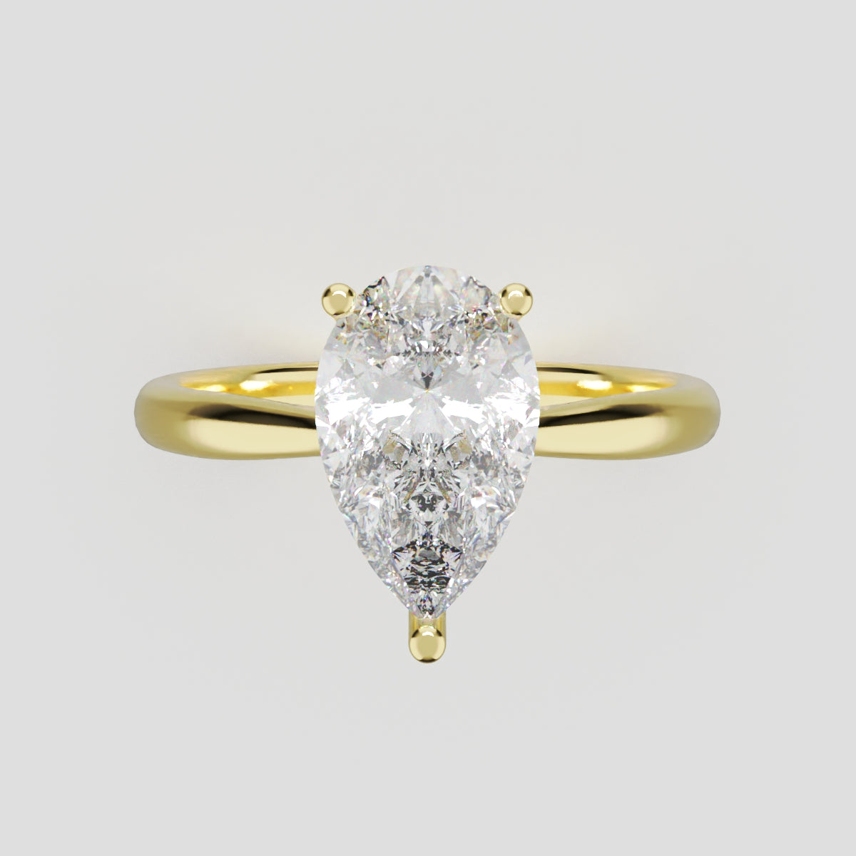 Guglia, 1.5ct pear lab grown diamond engagement ring, Cathedral, 18K yellow gold - front view