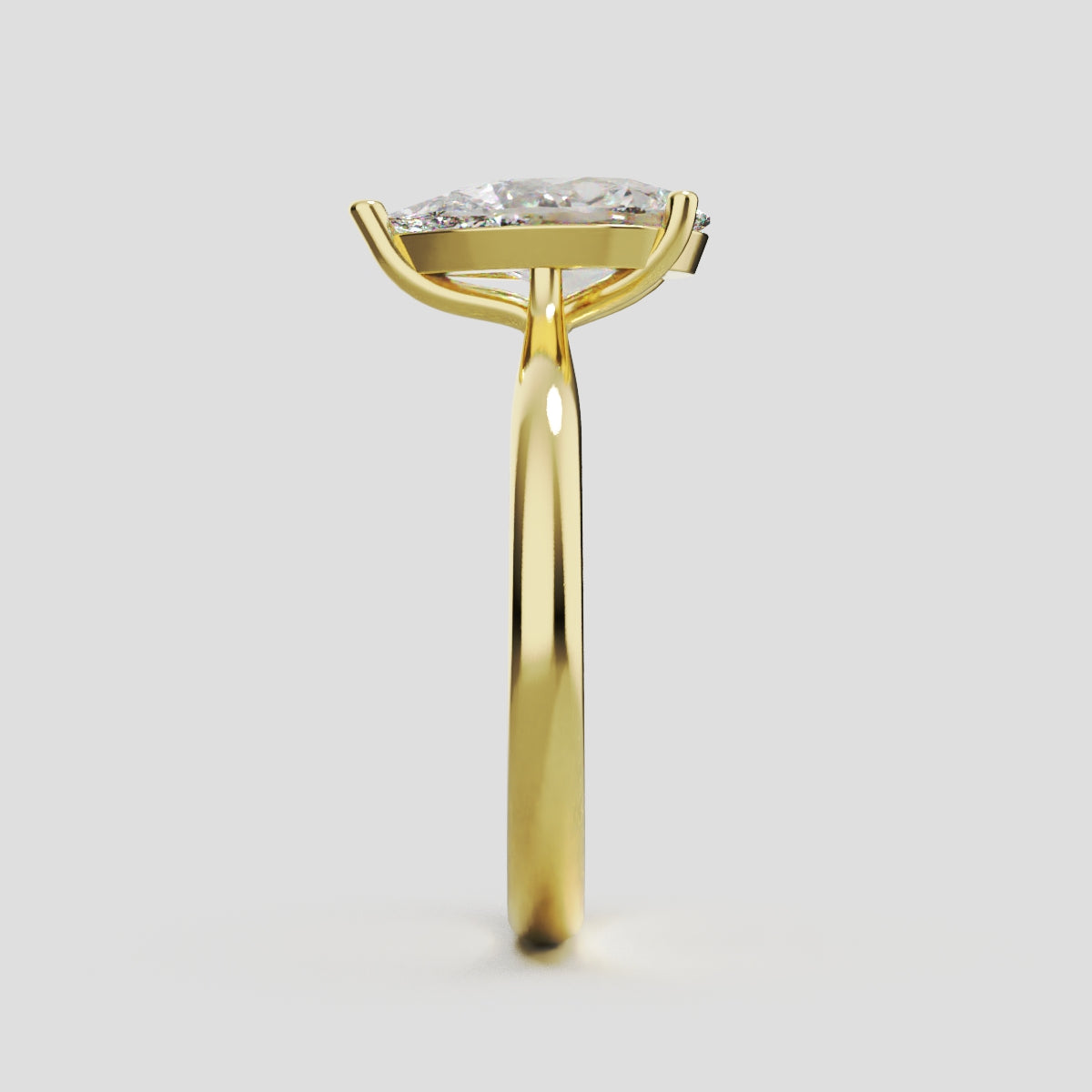 Guglia, 1.5ct pear lab grown diamond engagement ring, Cathedral, 18K yellow gold - side view