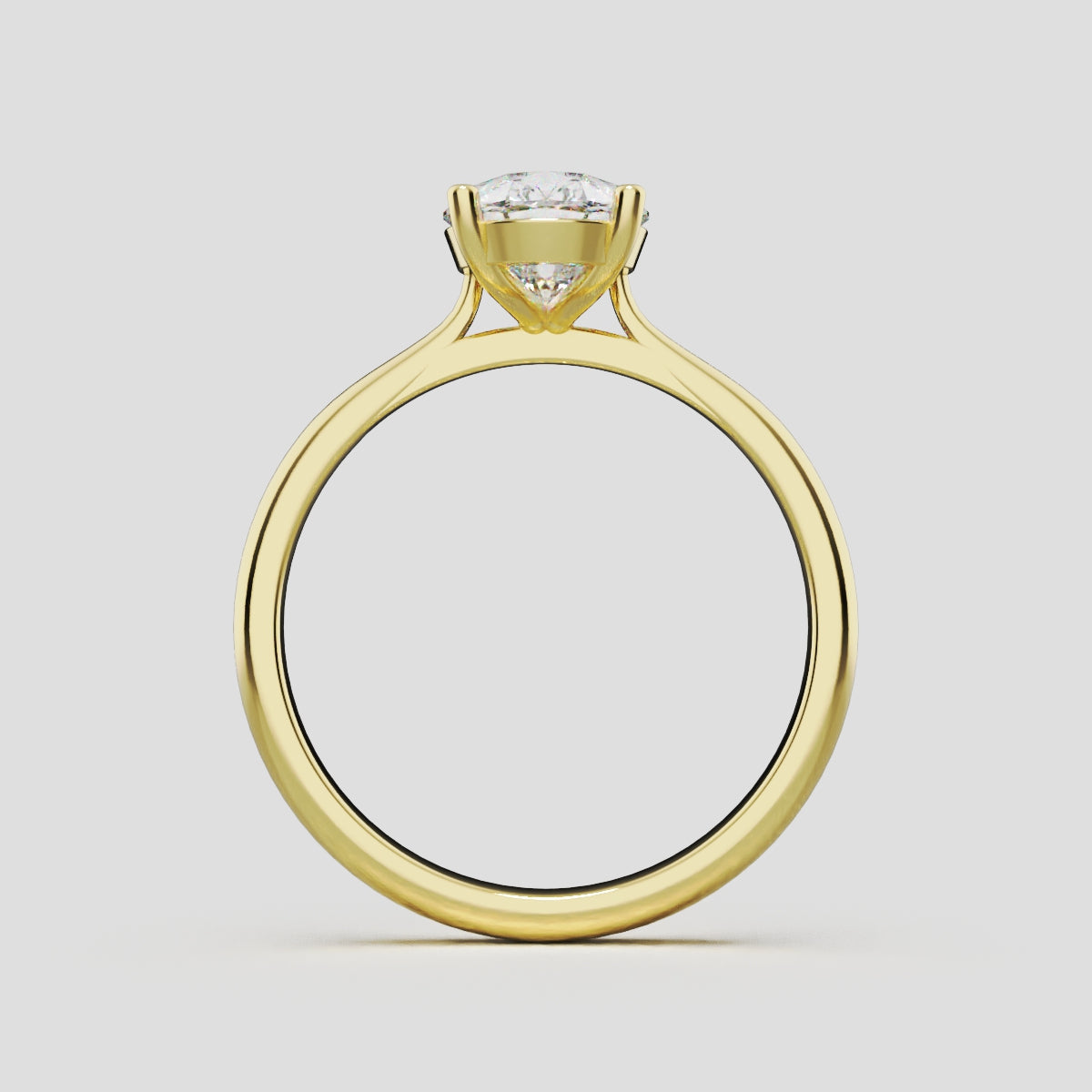 Guglia, 1.5ct pear lab grown diamond engagement ring, Cathedral, 18K yellow gold - through finger