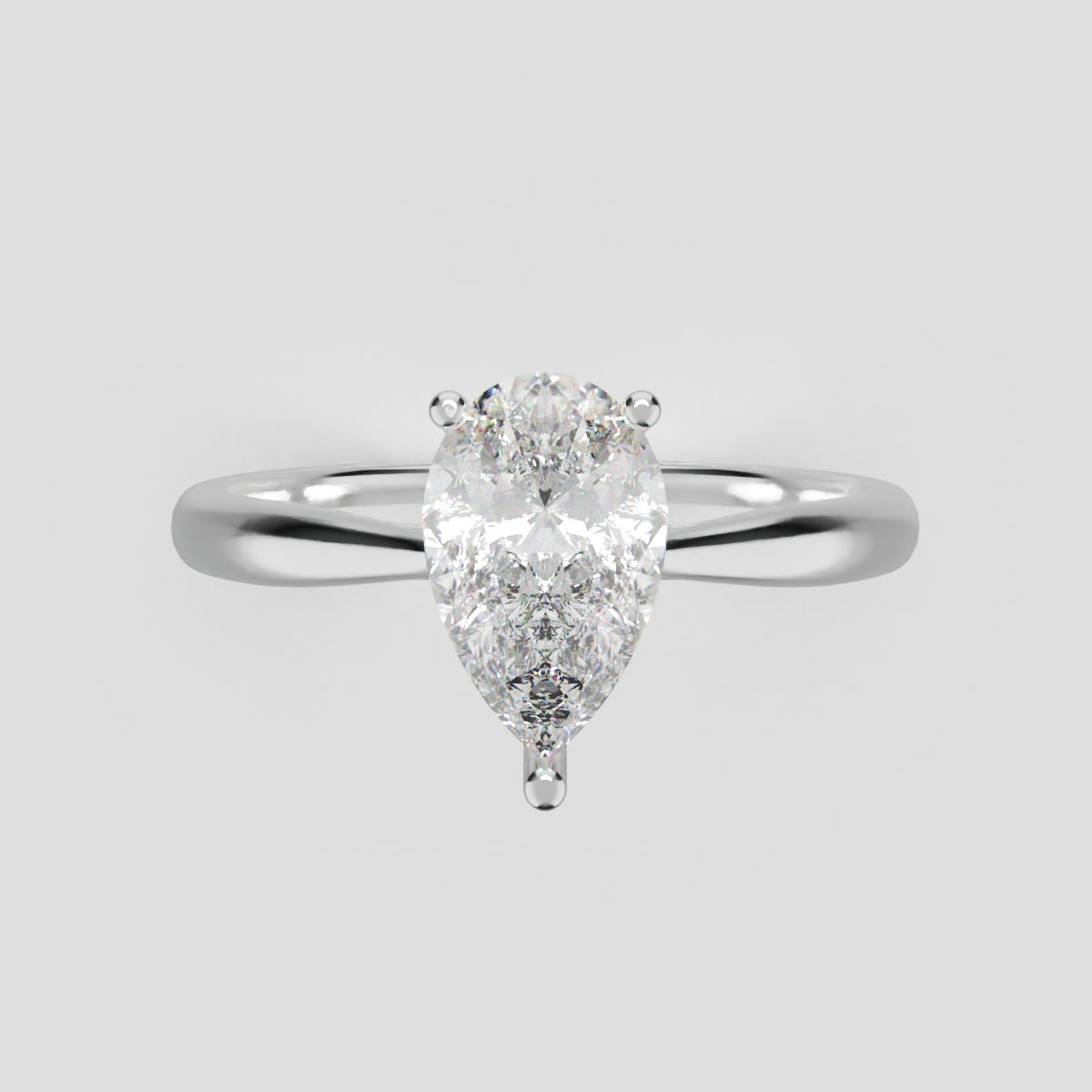 Guglia, 1ct pear lab grown diamond engagement ring, Cathedral, 18K white gold - front view