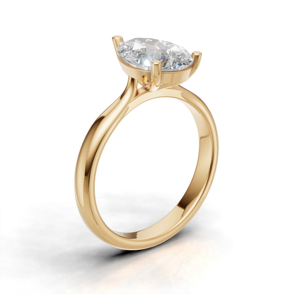 Guglia, 2ct pear lab grown diamond engagement ring, Cathedral, 18K yellow gold - ne