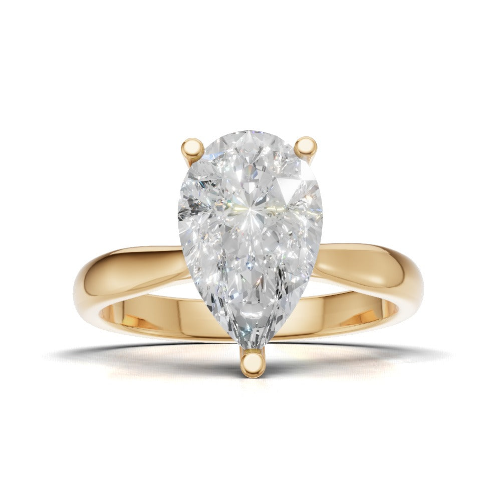 Guglia, 2ct pear lab grown diamond engagement ring, Cathedral, 18K yellow gold - view 4