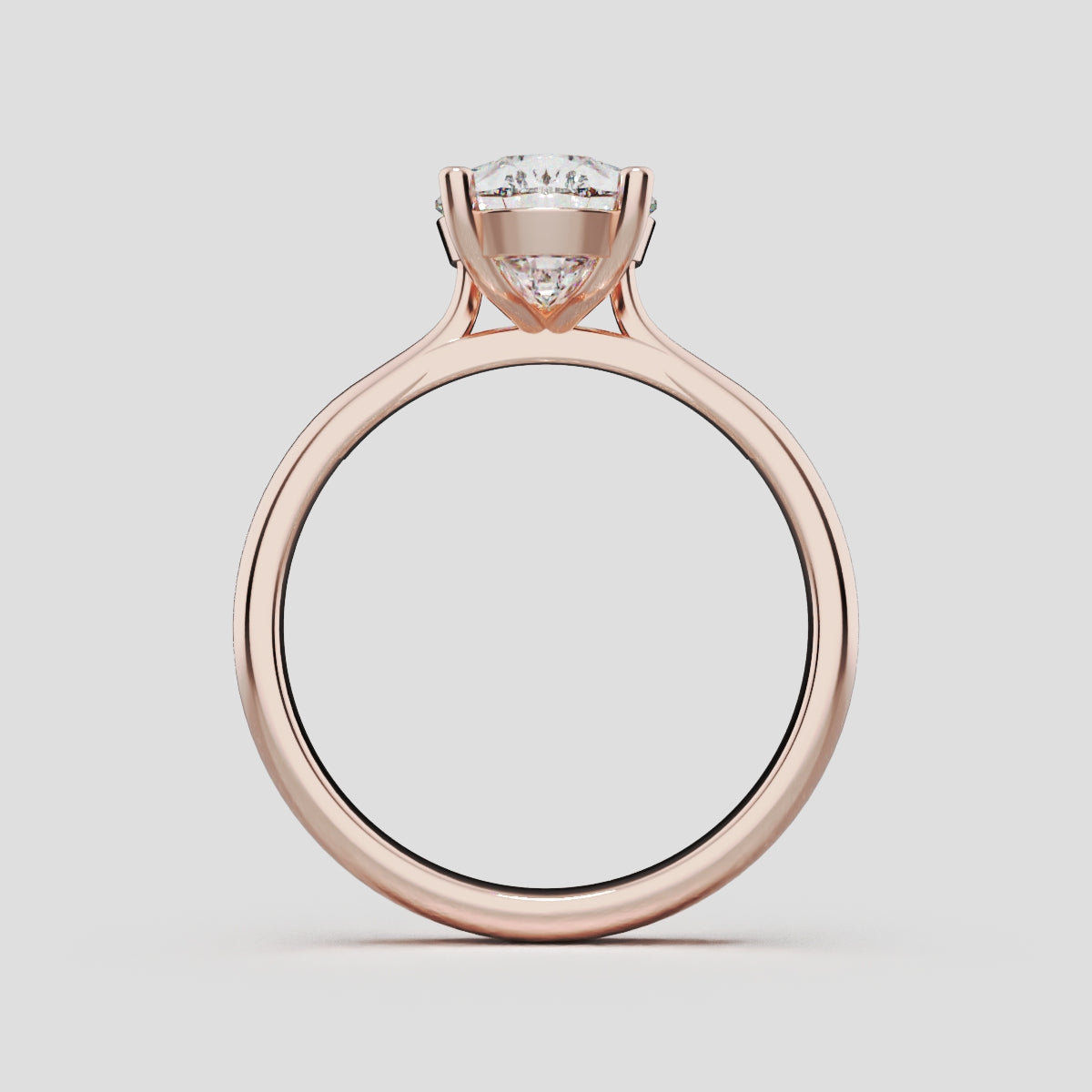 Guglia, 2ct pear lab grown diamond engagement ring, Cathedral, 18K rose gold - through finger
