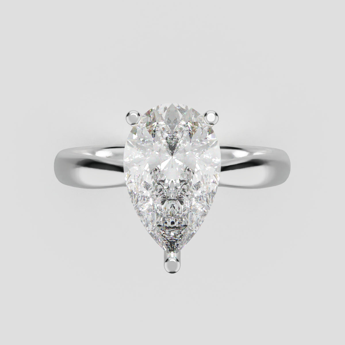 Guglia, 2ct pear lab grown diamond engagement ring, Cathedral, 18K white gold - front view