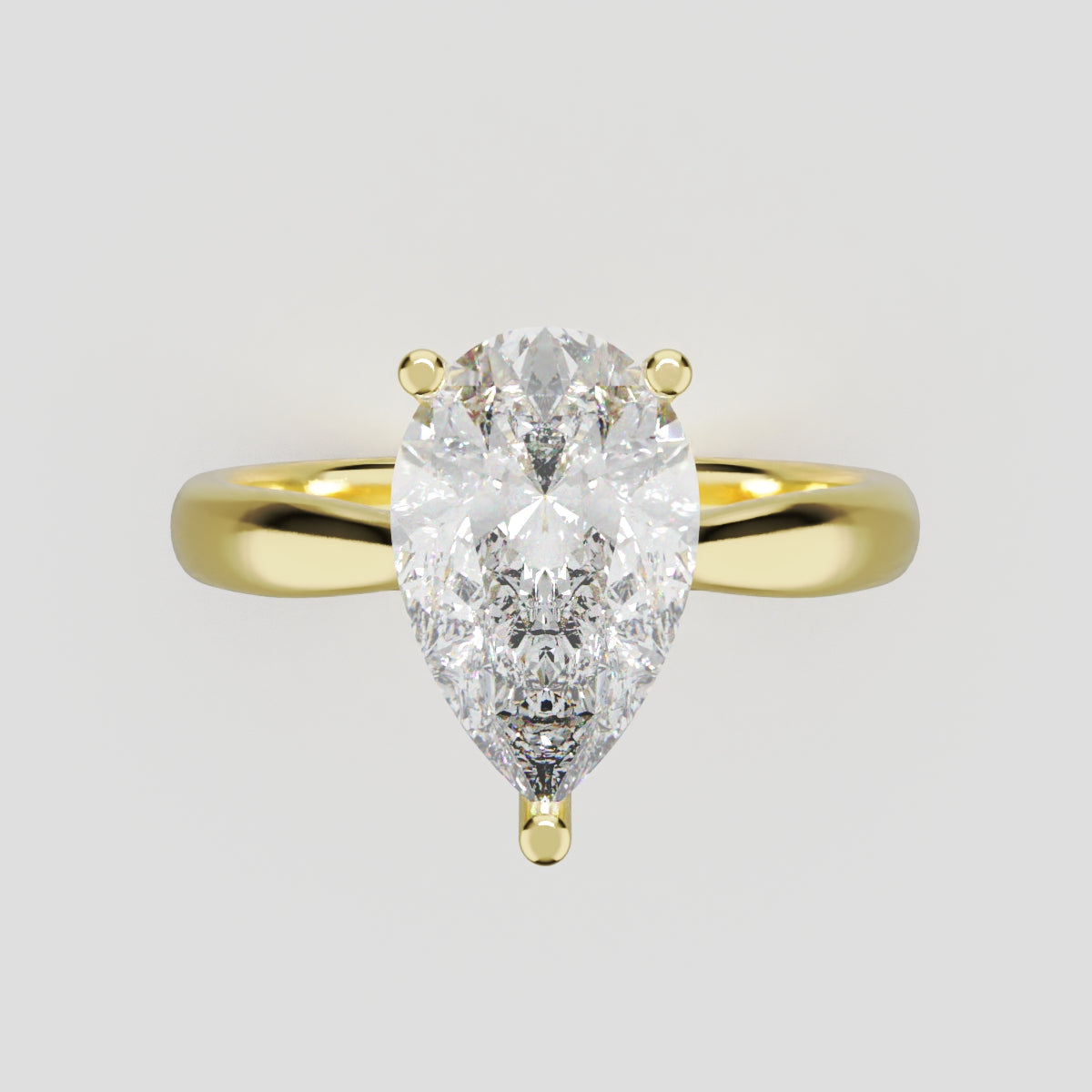 Guglia, 2ct pear lab grown diamond engagement ring, Cathedral, 18K yellow gold - front view
