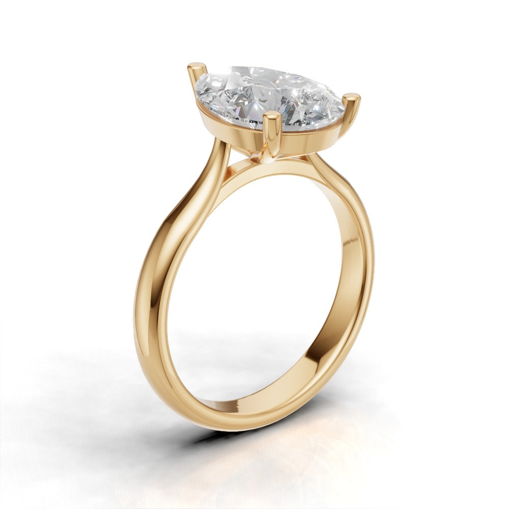 Guglia, 3ct pear lab grown diamond engagement ring, Cathedral, 18K yellow gold - ne