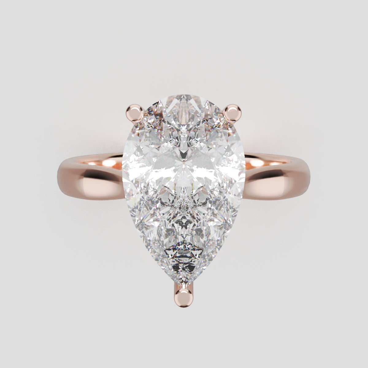 Guglia, 3ct pear lab grown diamond engagement ring, Cathedral, 18K rose gold - front view