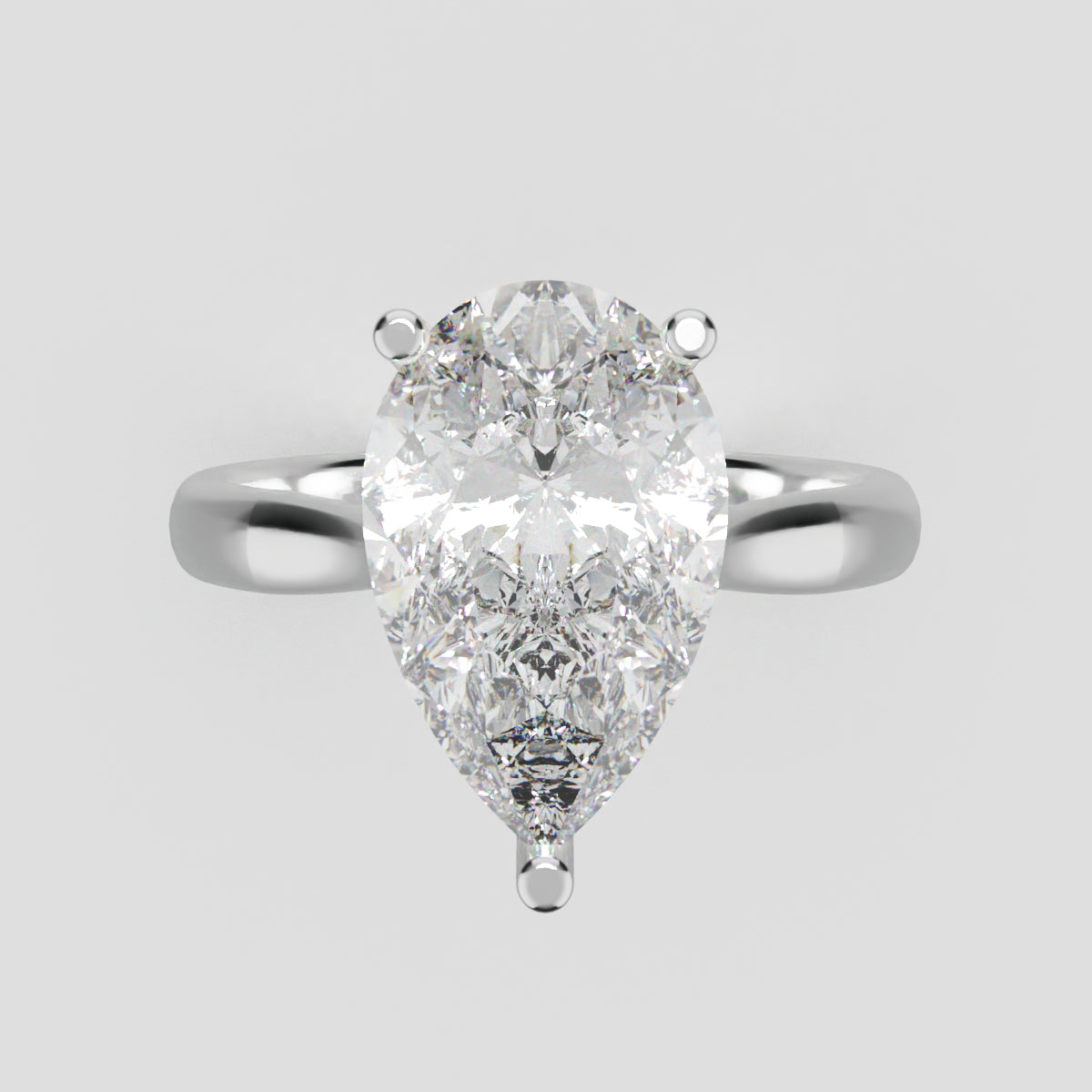 Guglia, 3ct pear lab grown diamond engagement ring, Cathedral, 18K white gold - front view