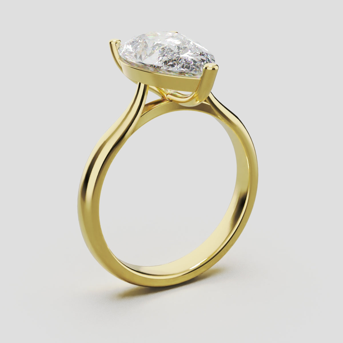 Guglia, 3ct pear lab grown diamond engagement ring, Cathedral, 18K yellow gold - ne