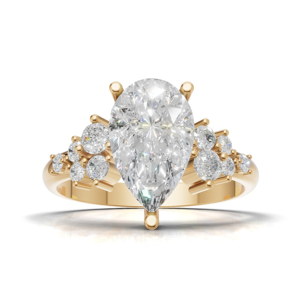 Nido, 1.5ct pear lab grown diamond engagement ring, Cluster, 18K yellow gold - view 4