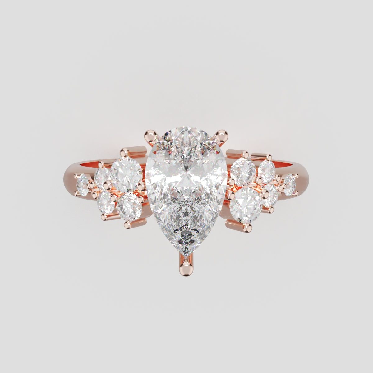 Nido, 1ct pear lab grown diamond engagement ring, Cluster, 18K rose gold - front view