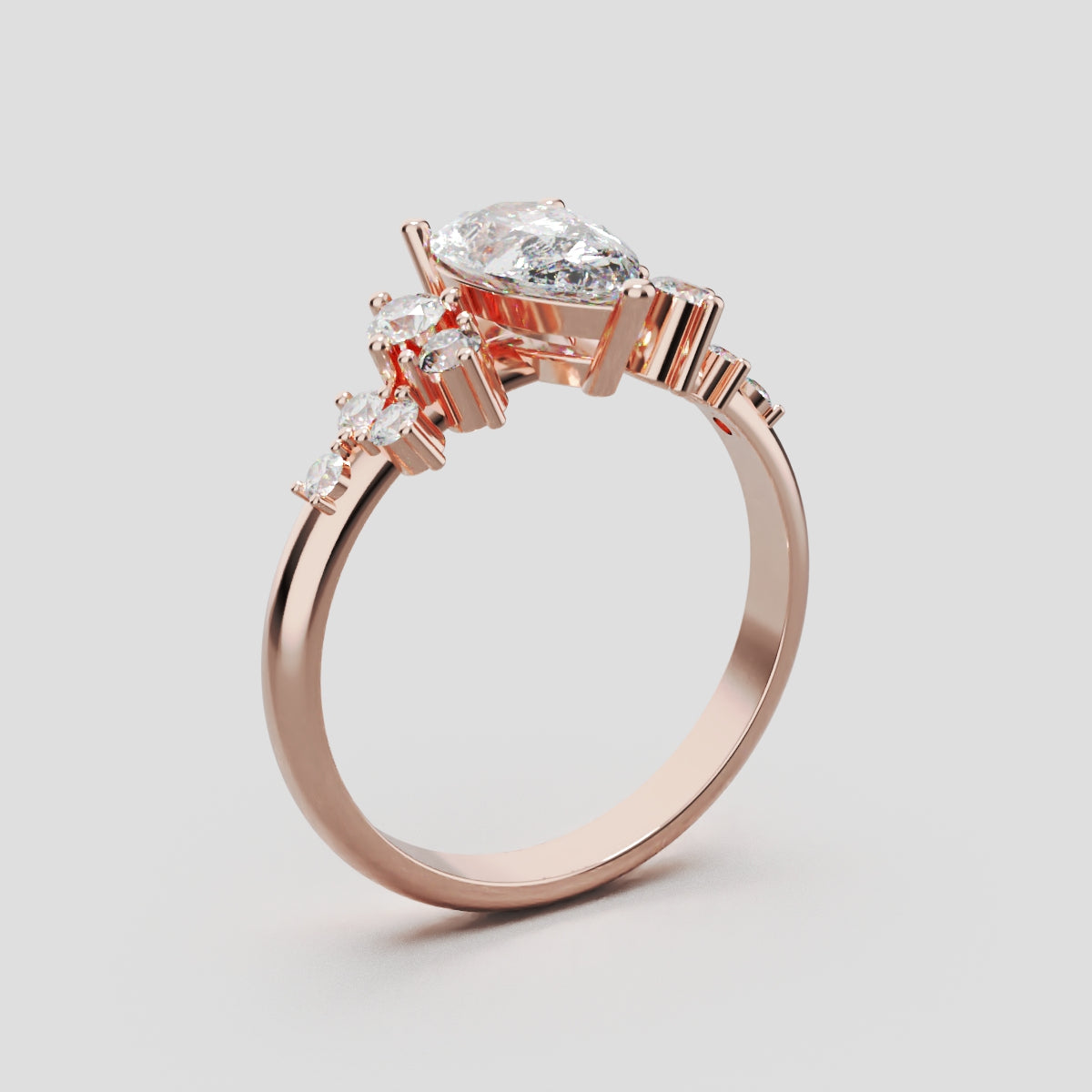 Nido, 1ct pear lab grown diamond engagement ring, Cluster, 18K rose gold - ne
