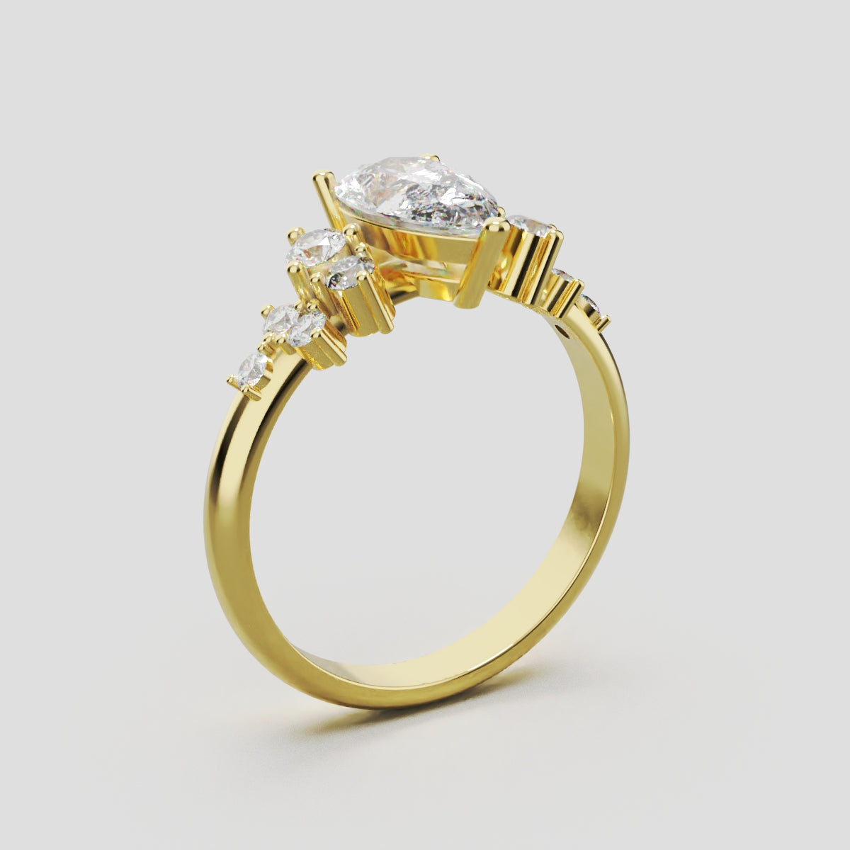 Nido, 1ct pear lab grown diamond engagement ring, Cluster, 18K yellow gold - ne