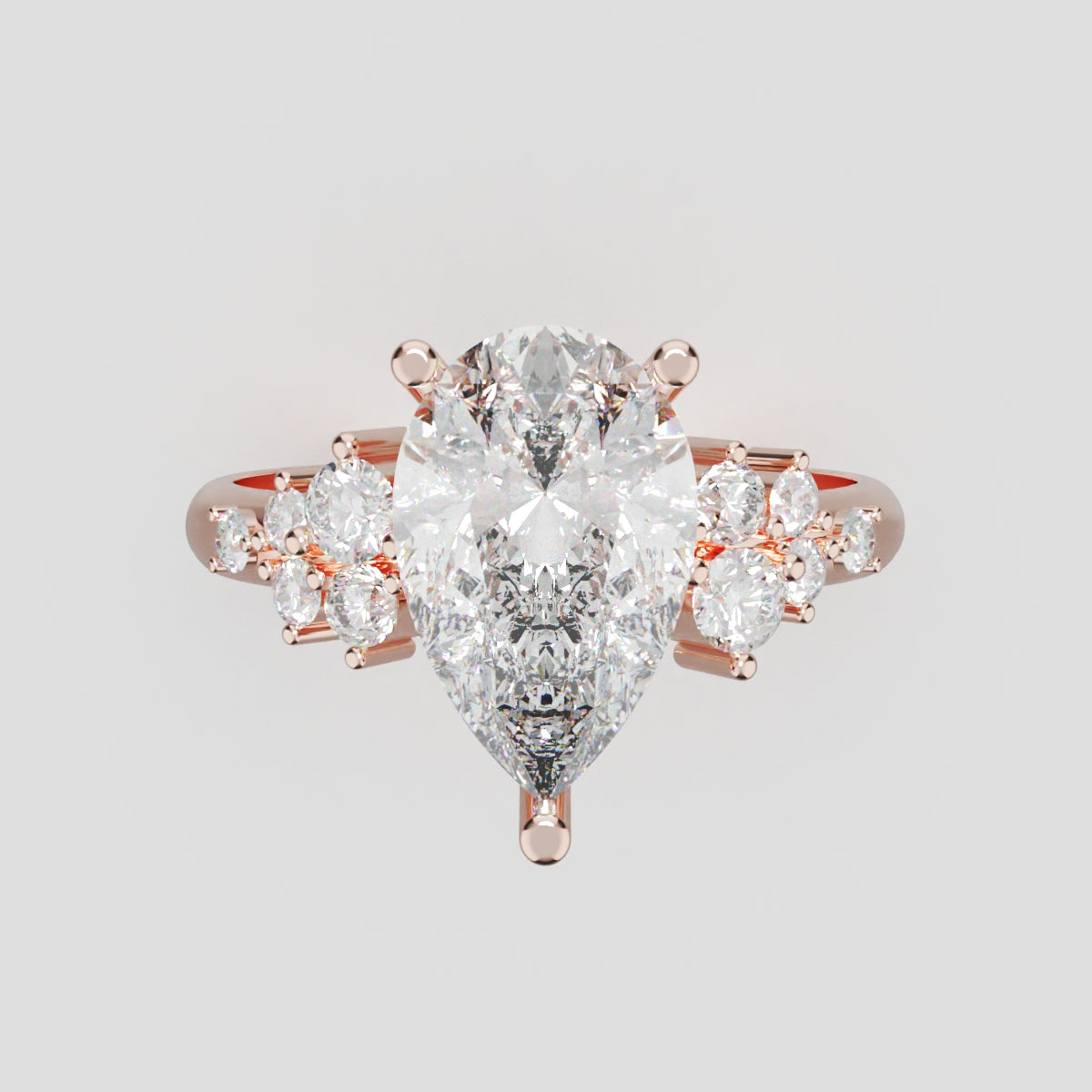 Nido, 2ct pear lab grown diamond engagement ring, Cluster, 18K rose gold - front view