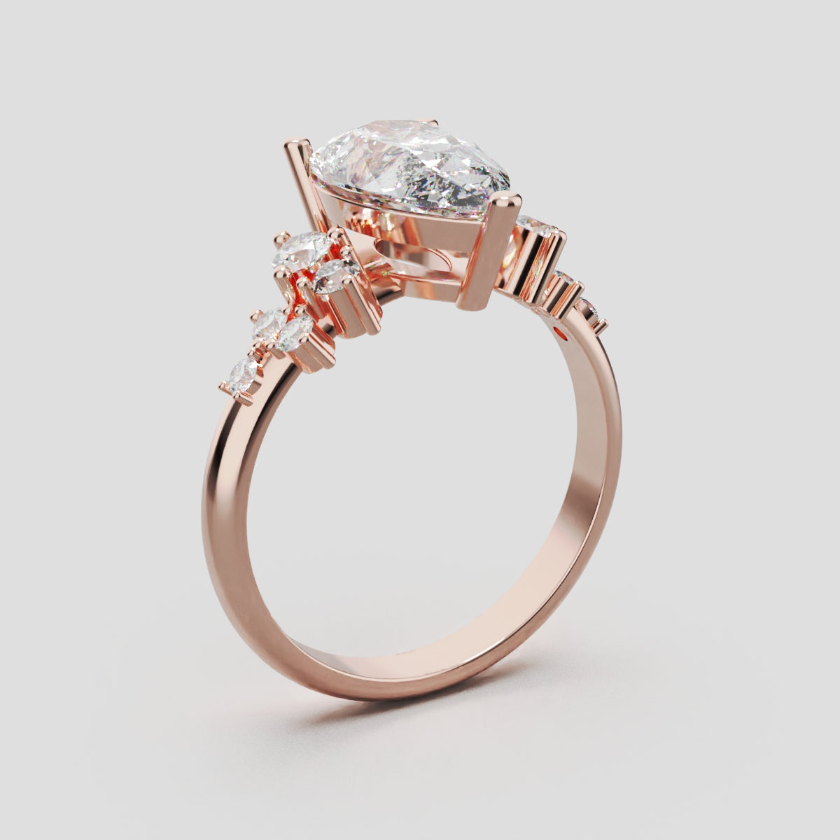 Nido, 2ct pear lab grown diamond engagement ring, Cluster, 18K rose gold - ne