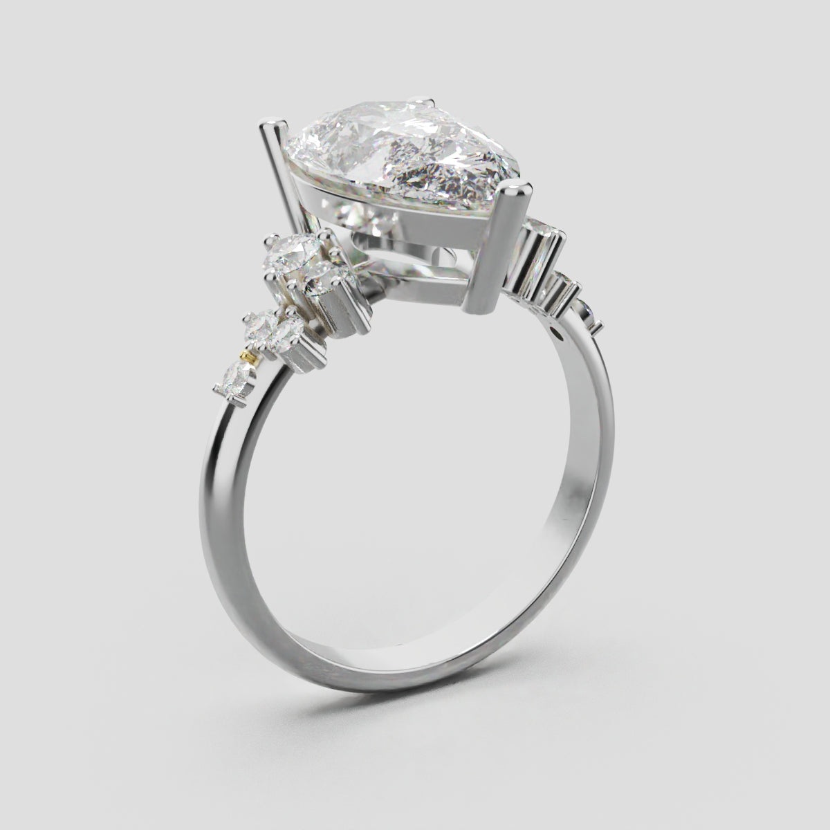Nido, 3ct pear lab grown diamond engagement ring, Cluster, 18K white gold - ne