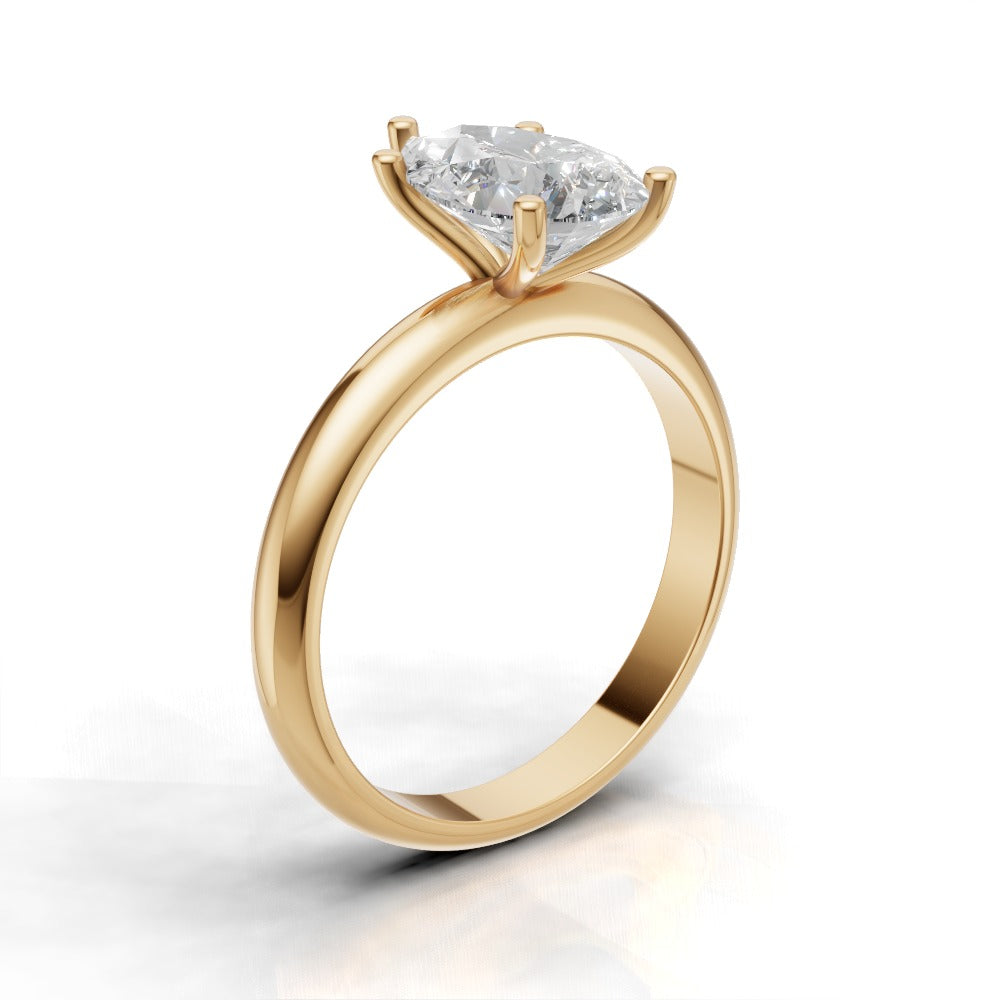 Cinque Punte, 1.5ct pear lab grown diamond engagement ring, Plain Sides, 5 Prongs, 18K yellow gold - ne