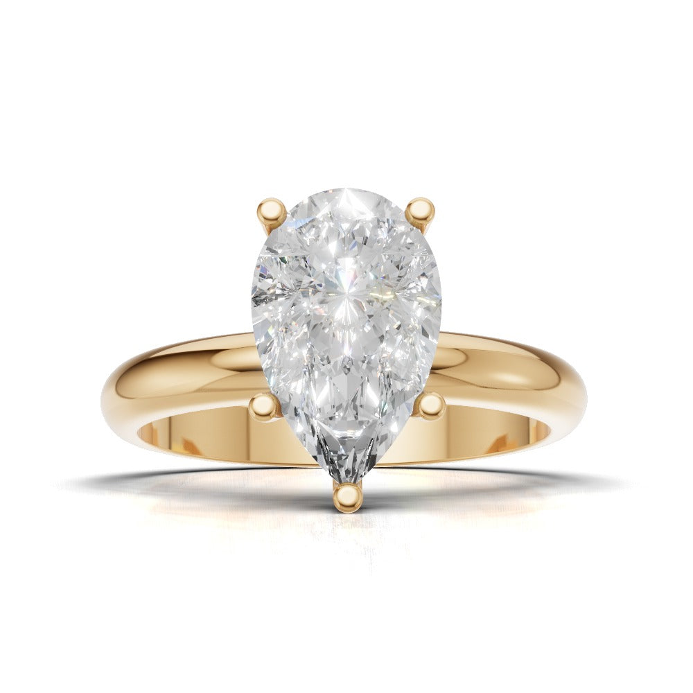 Cinque Punte, 1.5ct pear lab grown diamond engagement ring, Plain Sides, 5 Prongs, 18K yellow gold - view 4