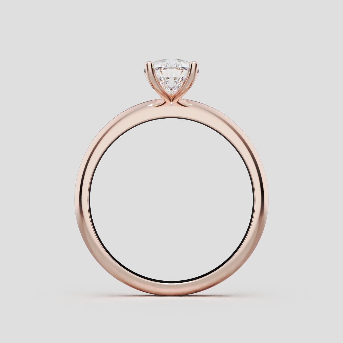 Cinque Punte, 1ct pear lab grown diamond engagement ring, Plain Sides, 5 Prongs, 18K rose gold - through finger
