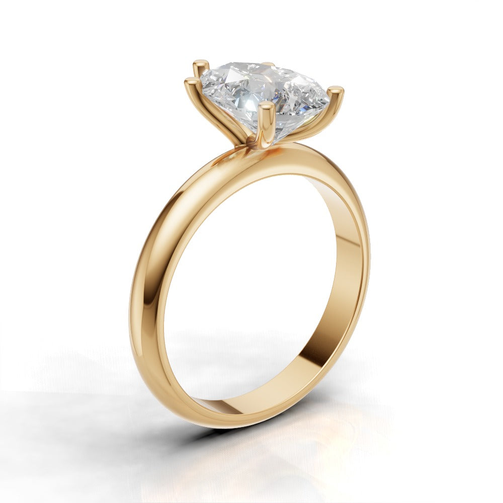 Cinque Punte, 2ct pear lab grown diamond engagement ring, Plain Sides, 5 Prongs, 18K yellow gold - ne