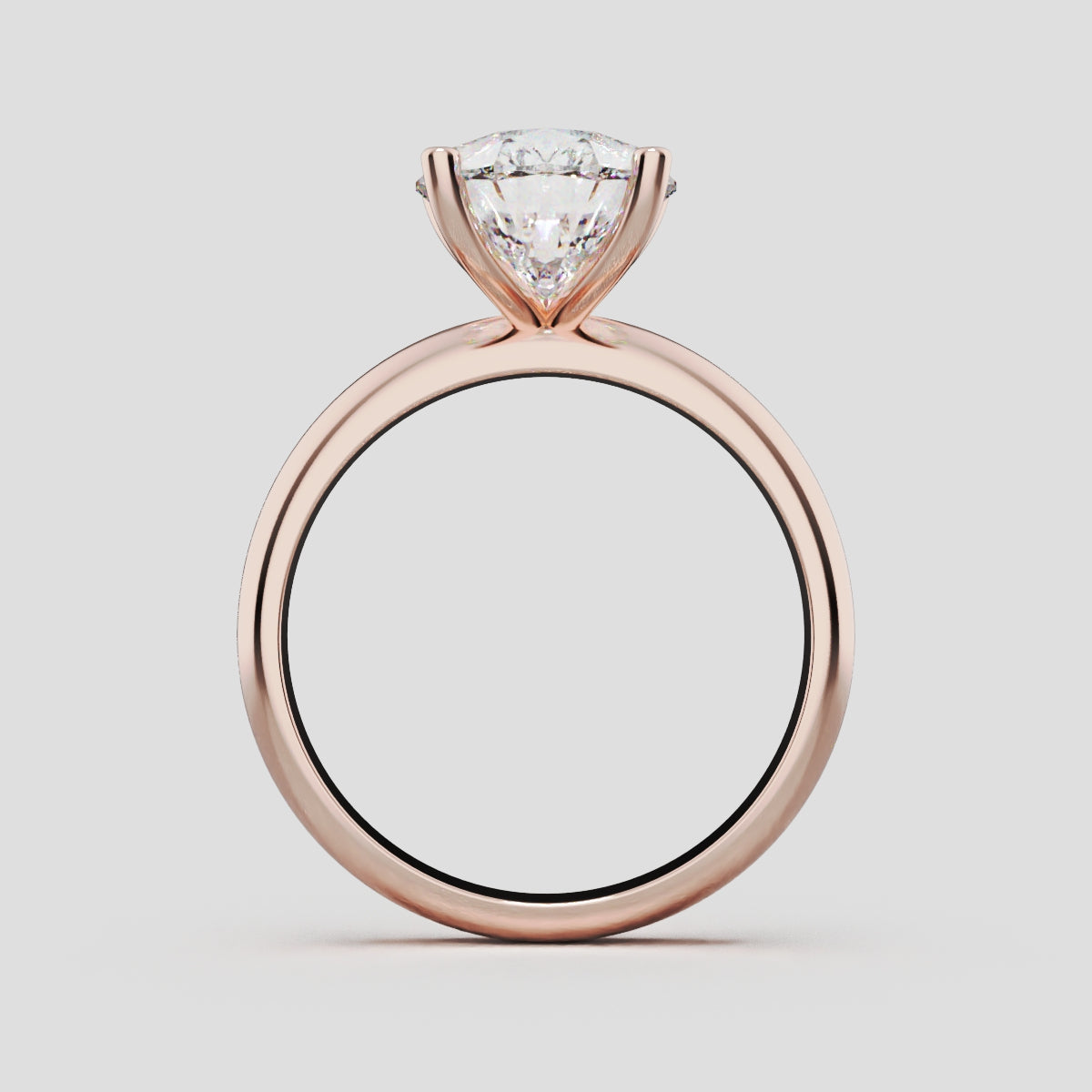 Cinque Punte, 3ct pear lab grown diamond engagement ring, Plain Sides, 5 Prongs, 18K rose gold - through finger