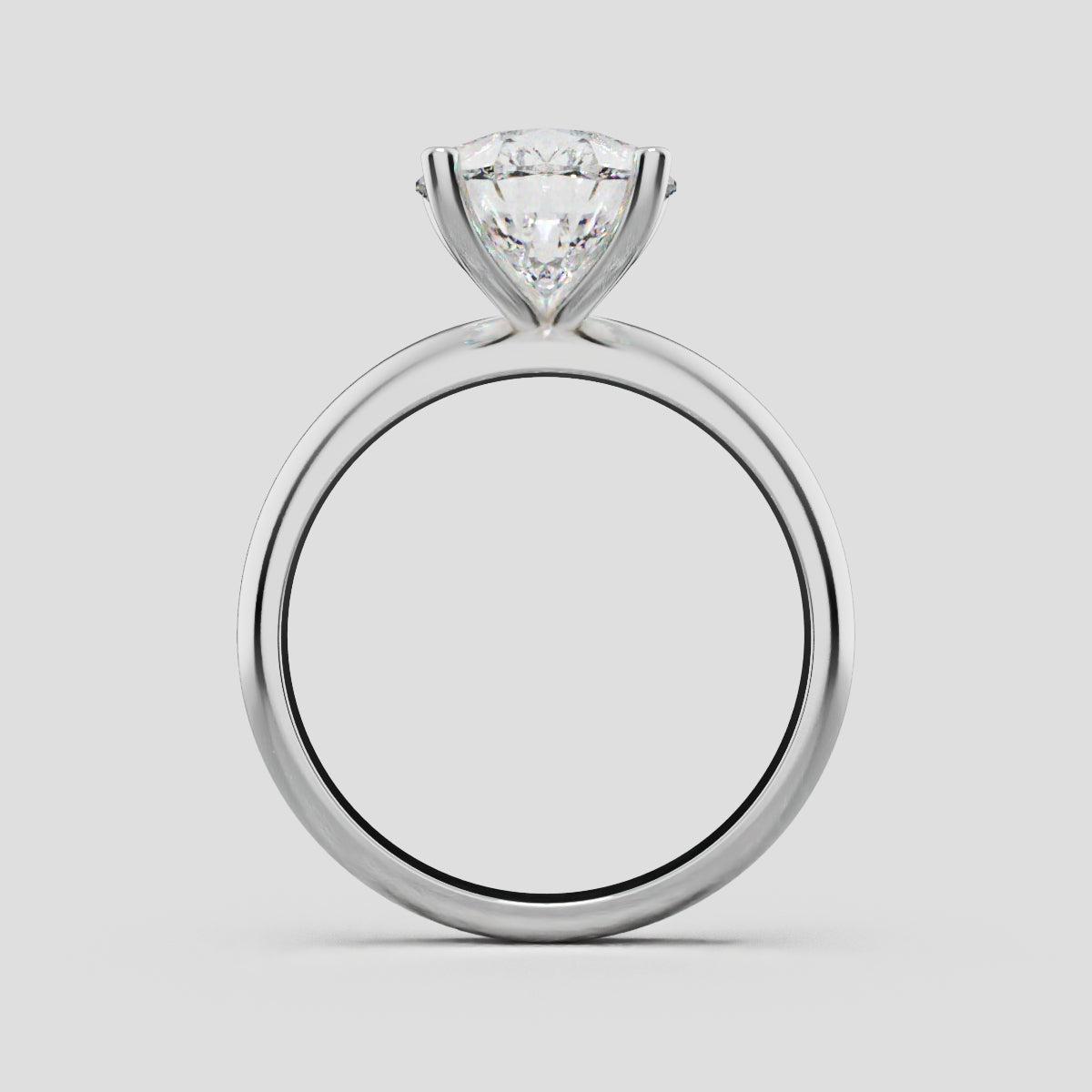 Cinque Punte, 3ct pear lab grown diamond engagement ring, Plain Sides, 5 Prongs, 18K white gold - through finger