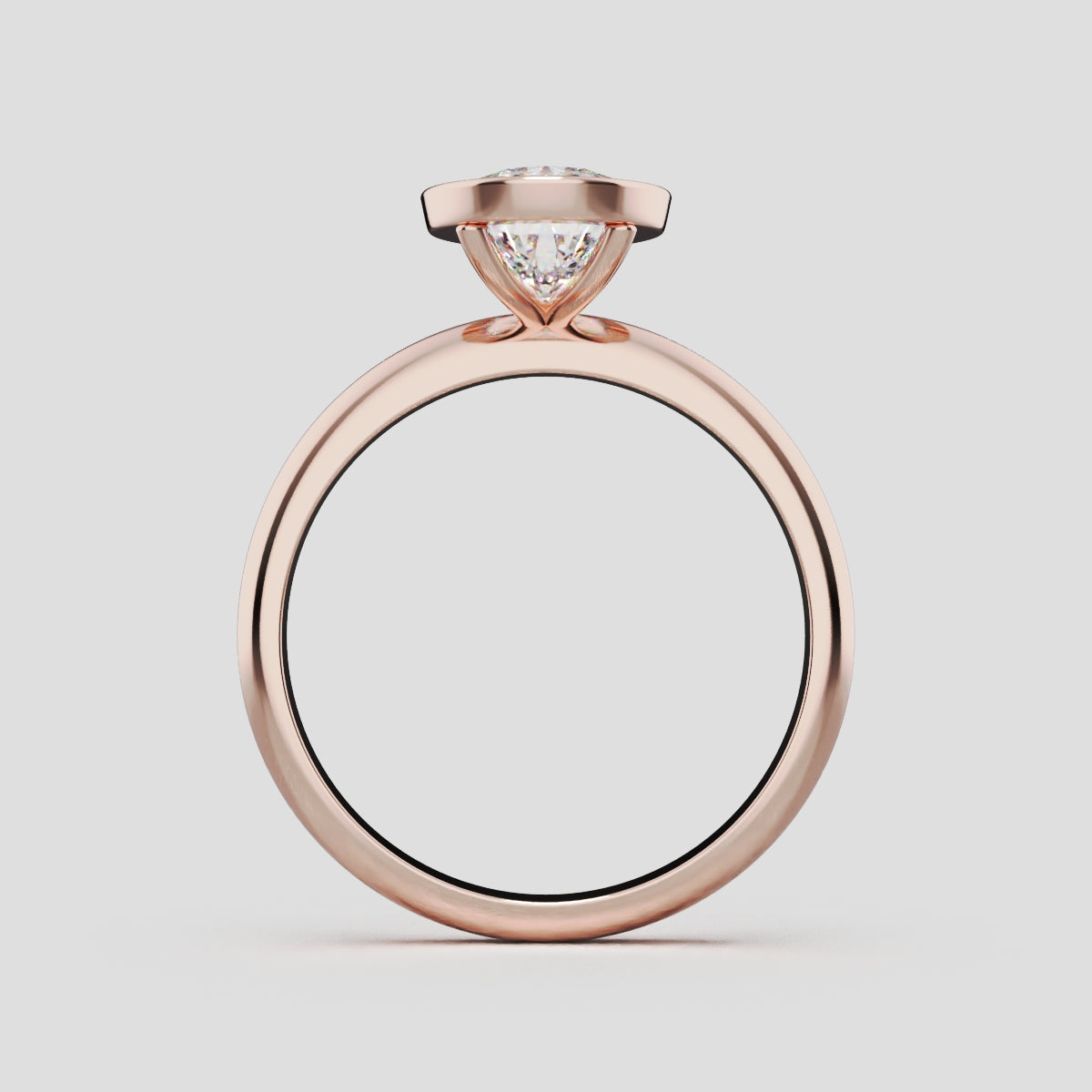 Scudo, 1.5ct pear lab grown diamond engagement ring, Bezel, 18K rose gold - through finger