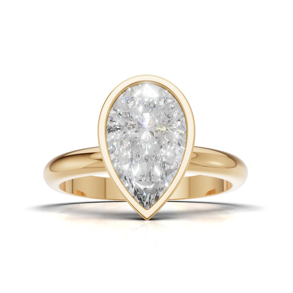 Scudo, 1.5ct pear lab grown diamond engagement ring, Bezel, 18K yellow gold - view 4