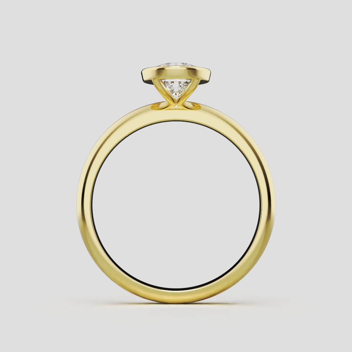 Scudo, 1ct pear lab grown diamond engagement ring, Bezel, 18K yellow gold - through finger