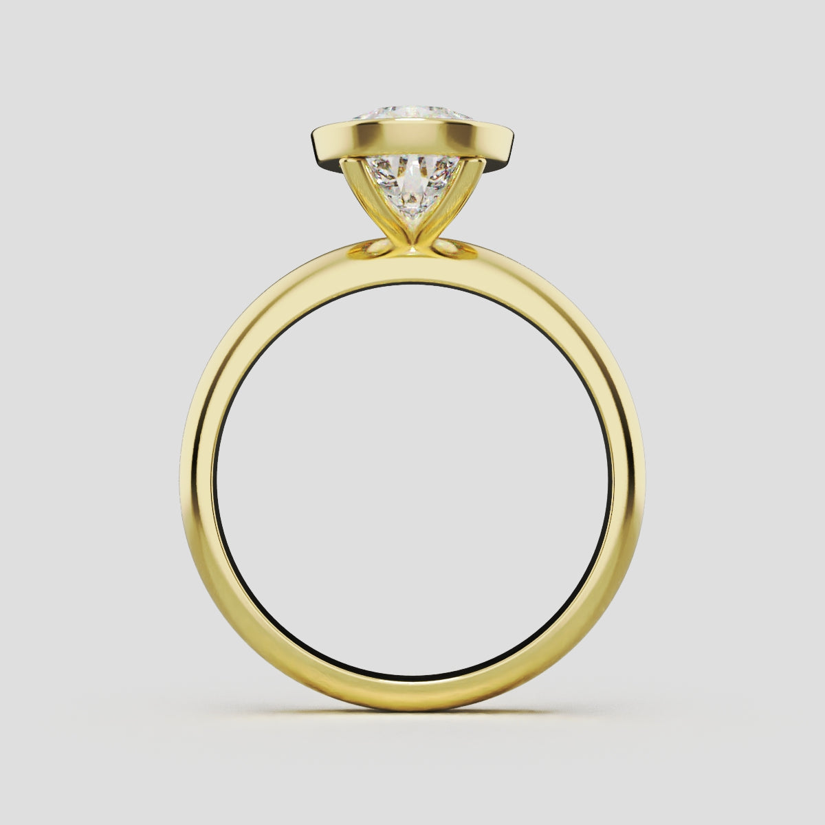 Scudo, 2ct pear lab grown diamond engagement ring, Bezel, 18K yellow gold - through finger