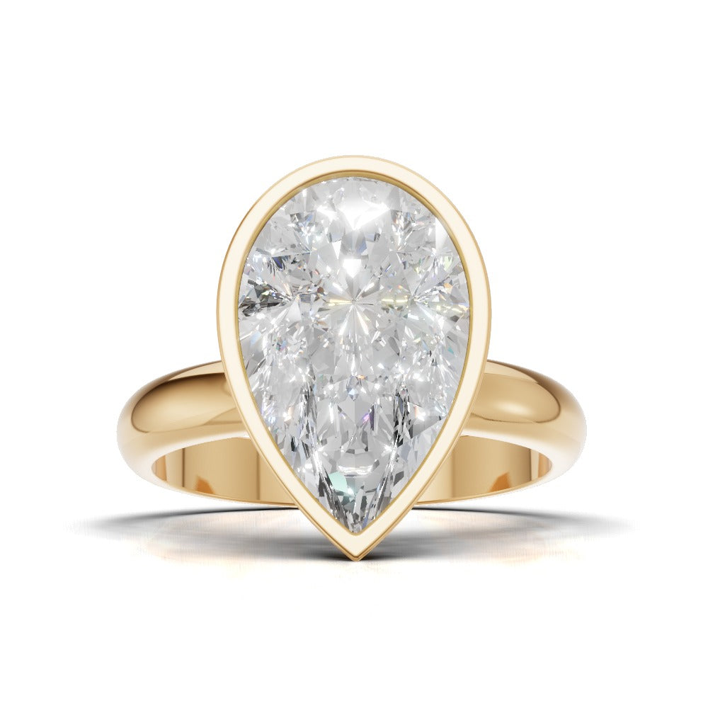 Scudo, 3ct pear lab grown diamond engagement ring, Bezel, 18K yellow gold - view 4