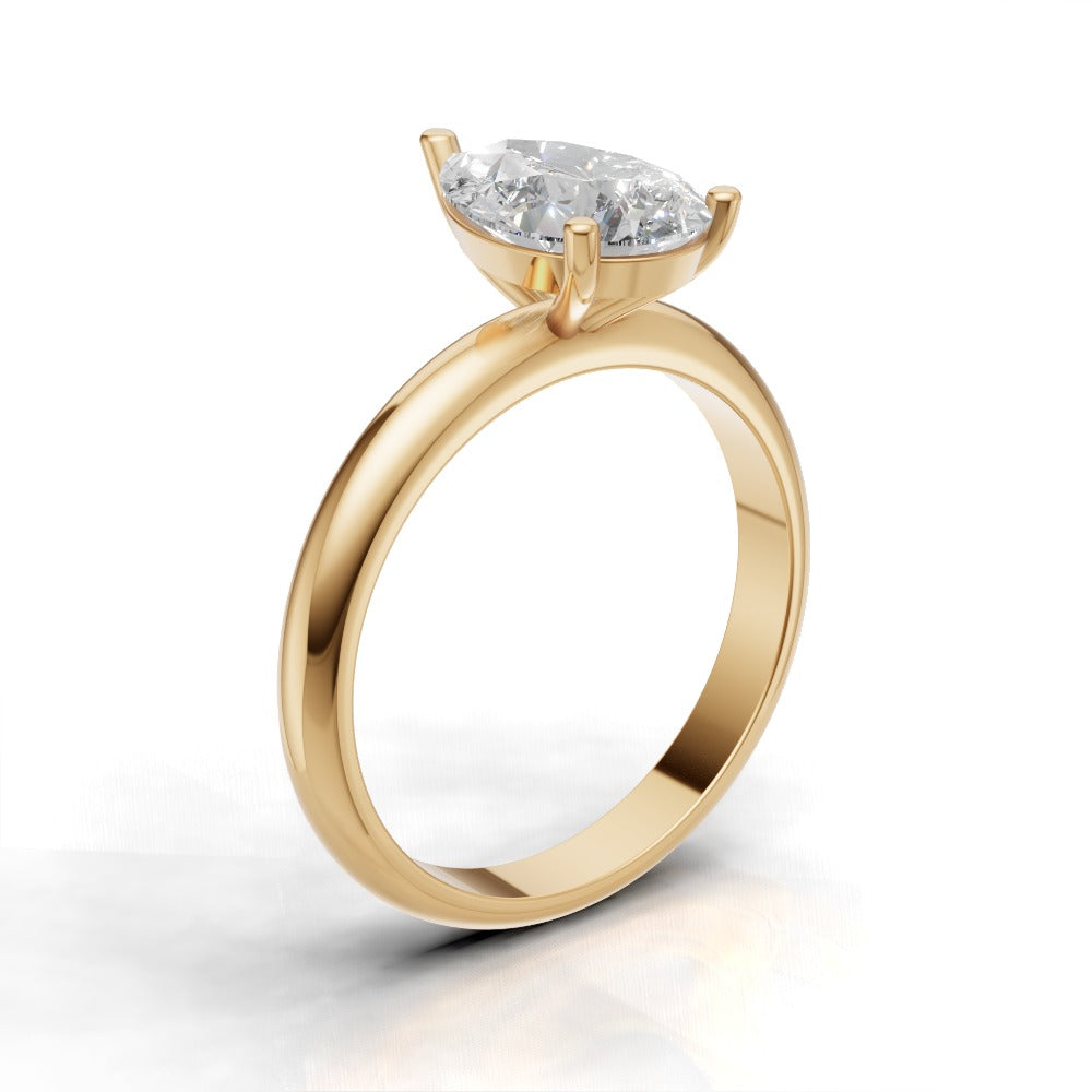 Sobria, 1.5ct pear lab grown diamond engagement ring, Plain Gallery, 18K yellow gold - ne