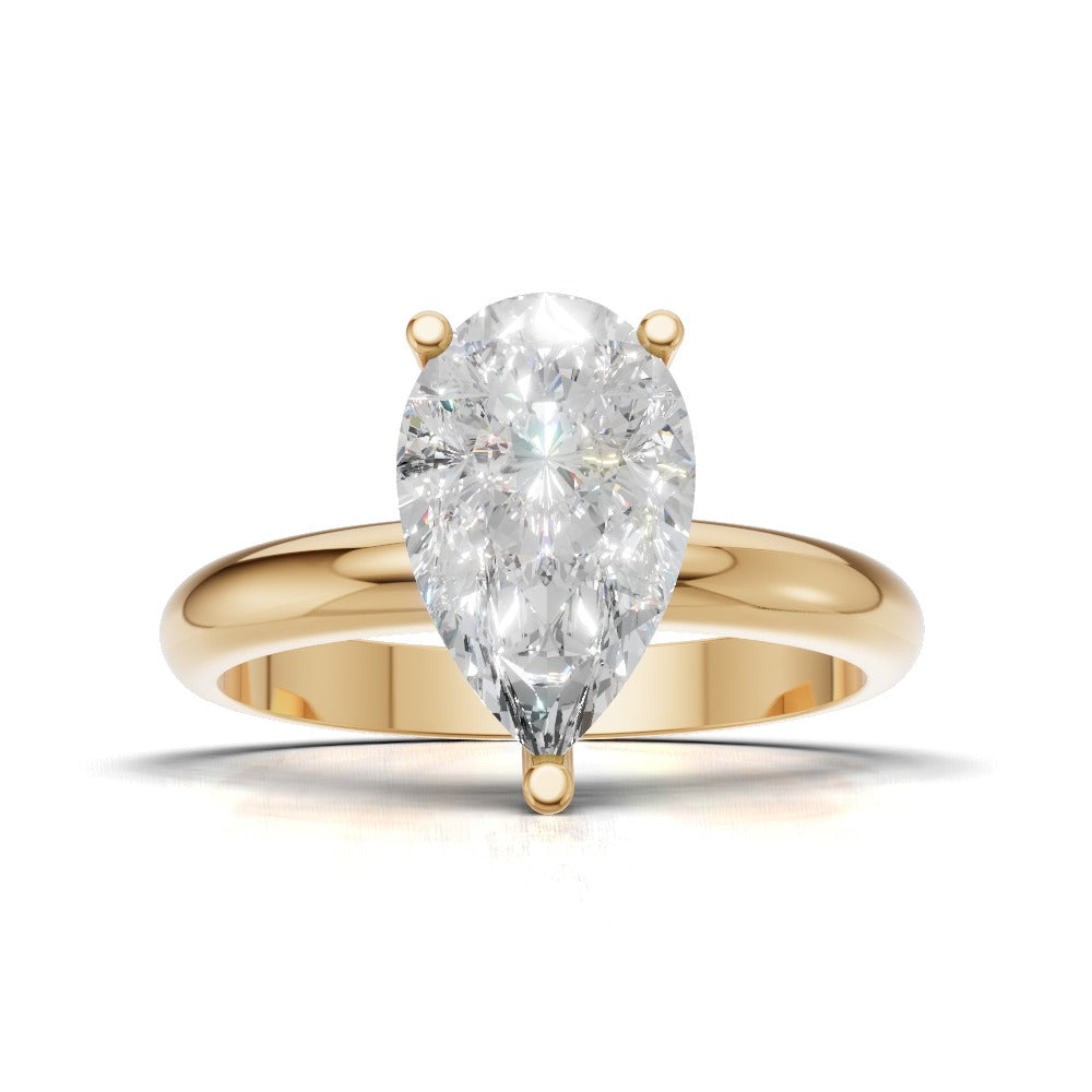 Riparo, 1.5ct pear lab grown diamond engagement ring, Plain Sides, Hidden Halo, 18K yellow gold - view 4