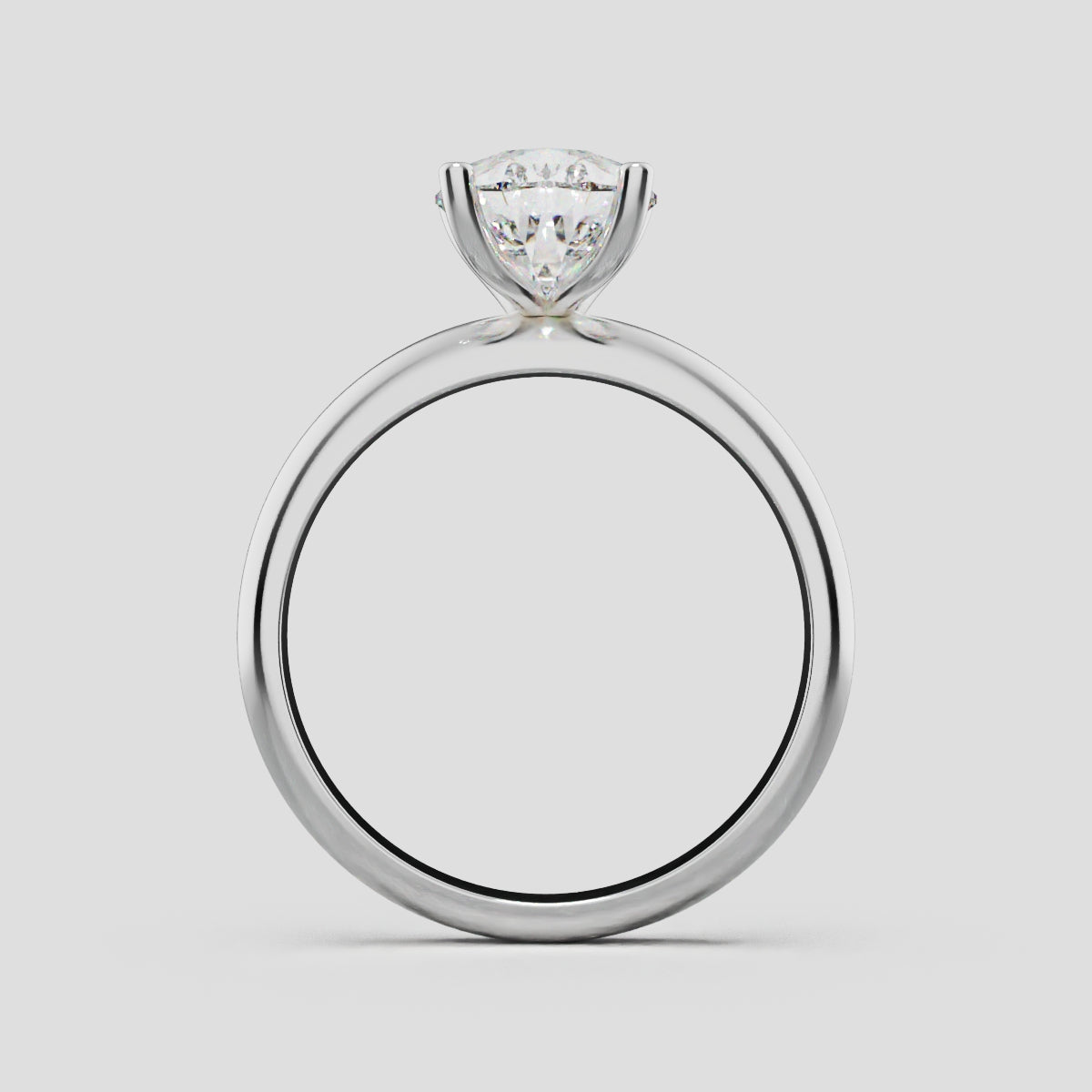 Riparo, 2ct pear lab grown diamond engagement ring, Plain Sides, Hidden Halo, 18K white gold - through finger